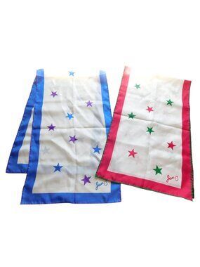 Jan C Scarf Set Of 2 Star Pattern Polyester Hand-Rolled Japan Blue & Red 43"